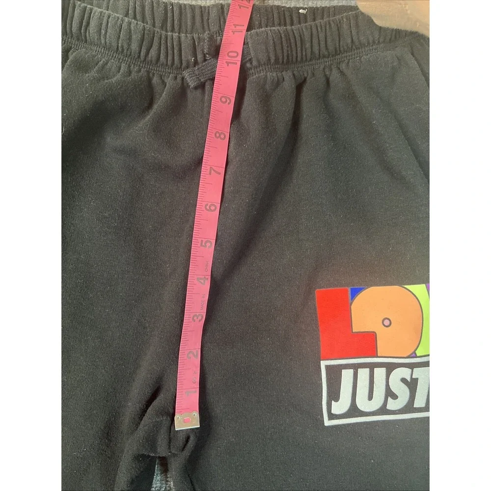 Justice Girls XL (16)  Black LOVE Rainbow Graphic Sweatshirt‎ & Jogger Pants Set
